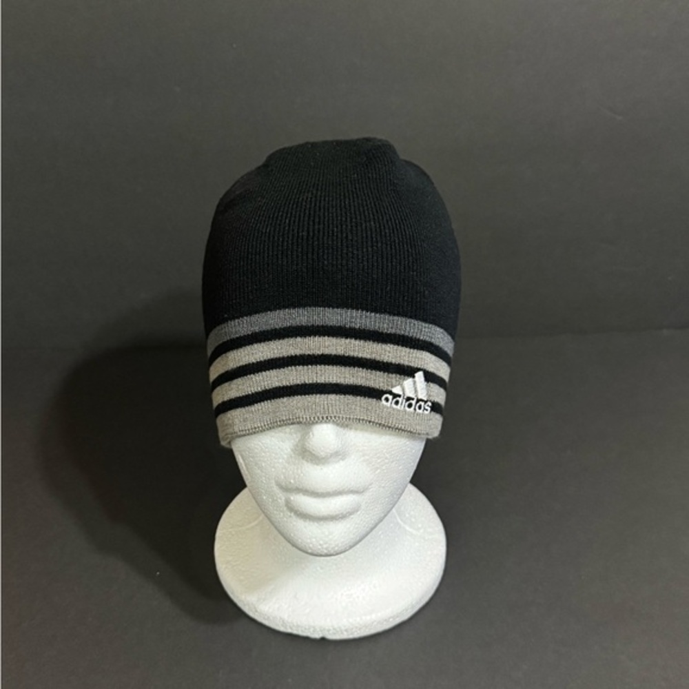 Adidas Beanie Hat I Scully I Black-Gray Stripes I Size S ~ L